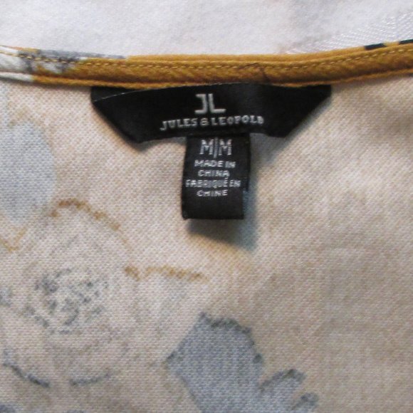 Jules & Leopold Women's Floral V-Neck Half Button Up Blouse Sz M 97% Pol… - Picture 3 of 3
